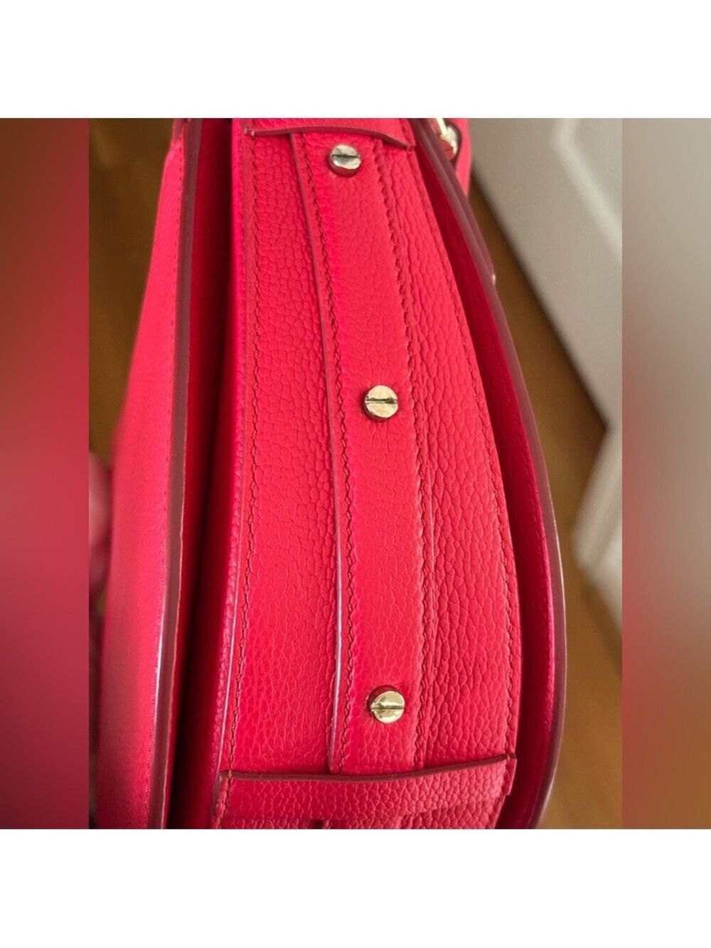 MCM Patricia Shoulder Bag with Top Handle Color block pattern - Red/Coral - EUC - Picture 10 of 11